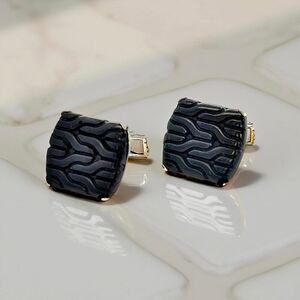 John Hardy Carved Onyx Cufflinks Sterling Silver Estate JH110